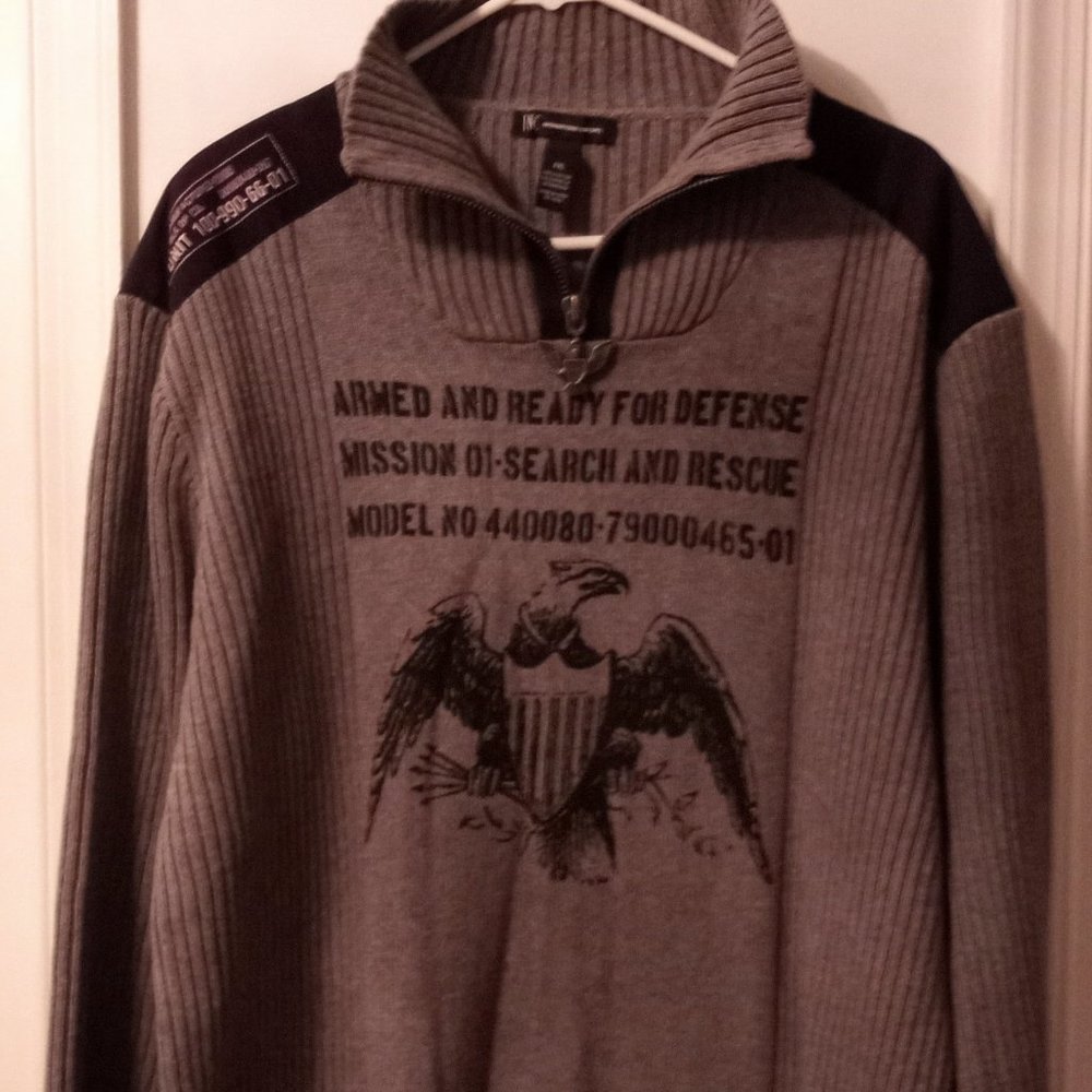 Pre-Owned Men’s I N C International Concepts Grey & Black Sweater  (Sz 2XL)